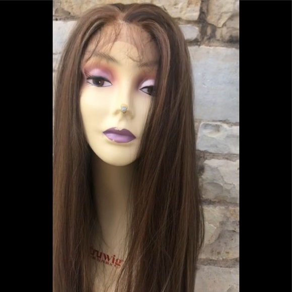 Long Fulllace Wig Copper Brown Ginger